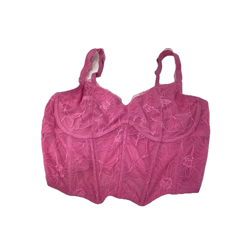 Gilly Hicks Womens Pink Lace Corset Bralette Bustier Top Large Romantic